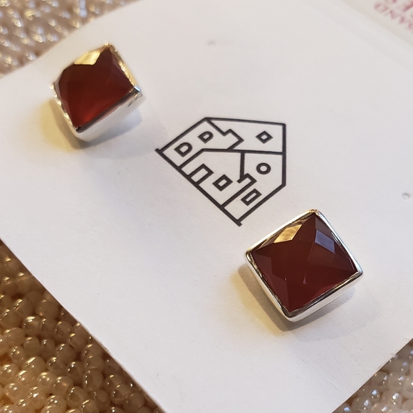 Square Red Studs - Picture 3 of 5